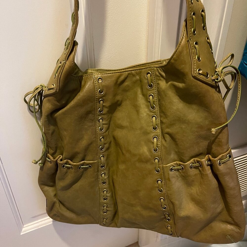 Kooba Sage Green Lace-Up Shoulder Bag
